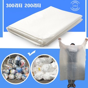 국내산A급 특대형 비닐봉투 300리터 200장/200리터 250장 타공 (유) 대형비닐봉투 평판봉투, 평판 일자형 물구멍 (무) 50장, 투명색, 200L, 1개