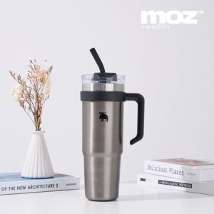 MOZ 스웨덴 316 스텐 1L 대용량 보온보냉 손잡이 텀블러 보온병, 1개, 1000ml, 티타늄실버