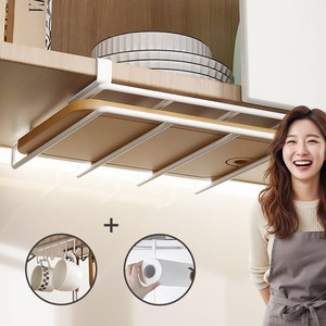 [유니프랍스] 올인원 도마거치대 + 키친타올홀더 + 주방도구걸이 세트, 1세트, 1단 화이트