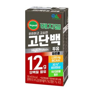 베지밀 고단백두유 검은콩, 190ml, 96개