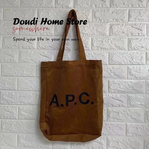 A.P.C LOU SS23 여성 로고 자수 큰 손잡이 코듀로이 순면 핸드백 3 배색 GOGXCM61442CAB