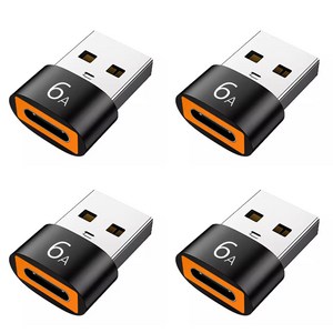 USB C TO A 젠더 120W 6A C타입 변환젠더, 1.9cm, 블랙, 4개