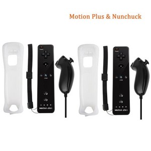 닌텐도 Wii U Nunchuck 무선 게임패드 콘솔 조이스틱 조이패드 모션 플러스 포함 리모컨 2 in 1, 1개, 01 2 Black nunchuck