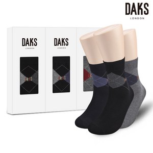 DAKS DAKS양말 남성 설 선물세트 명품양말 정장용 깔끔하고 세련된 다이아몬드 패턴 애플아울렛 엘르양말 사상점 337 3족