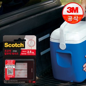 3M 쓰리엠 스카치 듀얼락 초강력 벨크로 찍찍이 탈부착 테이프 투명 2.5cmX7cm 2쌍, 1개