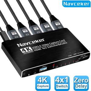 Navceke 4포트 USB 3.0 TO HDMI 4K 60Hz 영상 캡쳐보드, ZY-AC7, Video Captue, ZY-AC7