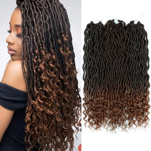 3 Packs Faux Locs Cochet Hai fo Black Women 20 흑인 여성을 위한 가짜 Locs 크로셰 머리 3팩 곱슬 끝이 있는 새로운 여신 Locs, Pack of 3, T30-3, 1개