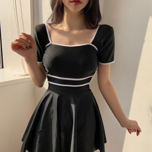 프렌치반팔 무드 스커트 세트 셋업 모노키니 비키니 수영복 원피스 2PCS