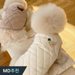 드로우데이즈 강아지 깔깔이 패딩 조끼 2colos, 아이보리, 1개