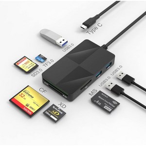 USB C 멀티 카드 리더 SD/TF/CF/XD/MS Type-C 5Gps 고속 7-in-1 XD 그림 카드 리더 SDHC TF 마이크로 SD CF MS MMC 카드 소니, USB C Multi Cad Reade Hub, USB C Multi Cad Reade HubYe