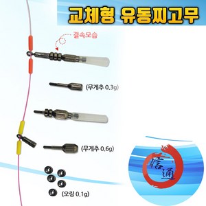 신통조구 교체형 유동 찌고무 / 홀더 오링 / 무게추, 1개