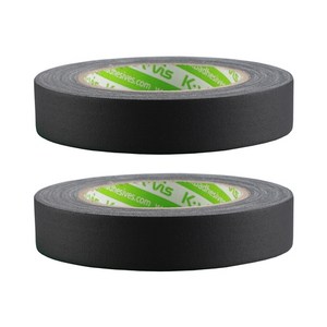 kvis 게퍼 개퍼 테이프 gaffe tape 검정 25mm x 25M, 2개