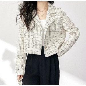 휘뚜루마뚜루 체크 카라 트위드 숏자켓 봄 데일리 캐쥬얼자켓