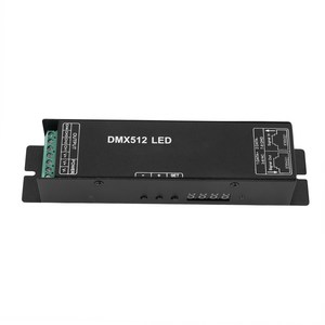 DMX 512 디지털 디스플레이 디코더 디밍 드라이버 DMX512 컨트롤러 LED RGBW 테이프 스트립 라이트 RJ45 연결 DC12-24V 20A (4 채널), 검정, 하나