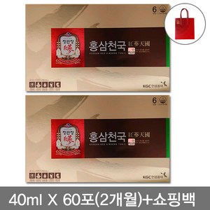 정관장 홍삼천국 40mlX60포(2박스) 6년근 홍삼+쇼핑백, 2개, 40ml