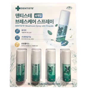 DENTISTE 덴티스테 후레쉬 구강케어 스프레이 15ml X 4개 + 물티슈 1매 증정