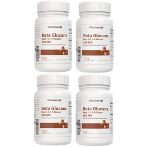 [미국빠른직구] VitaCosmoX 비타코스모엑스 발효효모 베타글루칸 Beta Glucans 500 mg 120 야채캡슐 120캡슐, 4개, 120정