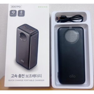 알로코리아 22.5W 고속충전 보조배터리 30000mAh + C타입 케이블 멀티단자 세트, allo3007PD, 블랙