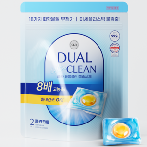 클라 듀얼 울트라 클린 세탁 캡슐세제 클린코튼, 1개, 100개입