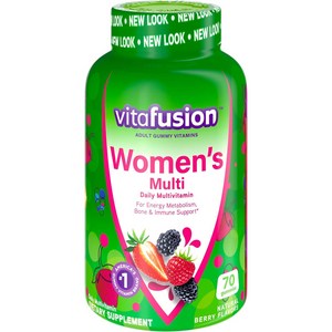 Vitafusion 우먼즈 어덜트 비타민 에너지 메타볼리즘 앤 본 서포트 베리 맛 구미, 1개, 70정