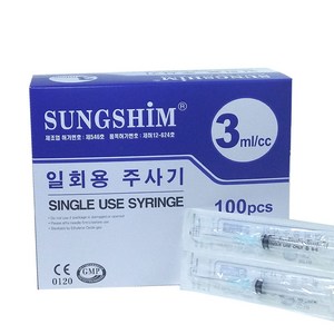 성심 일회용주사기 3cc 24G 100개입, 3cc24Gx3/4inch(19mm), 1개