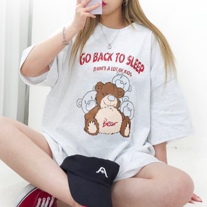[5XL 2COLOR] 슬리핑베어 빅사이즈 반팔티 55~99까지 루즈핏 오버사이즈 박스티 티셔츠 남여공용 홈웨어