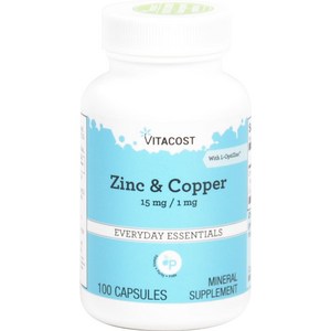 Vitacost Zinc & Coppe 15 mg / 1 mg - 100 Capsules Vitacost 아연 및 구리 15 mg / 1 mg - 100 캡슐, 1개, 100정