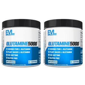 EVLUTIONNUTRITION 울트라 퓨어 글루타민 5000mg 언플레이버드, 2개, 300g