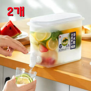 냉장고 물통 3.5L 2개 밸브형 대용량 아이스물통 다용도 캠핑물통, 투명색