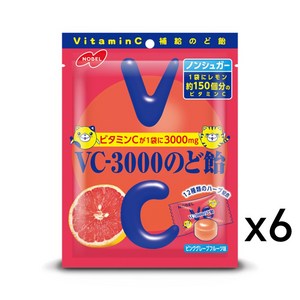 노벨 VC3000 목캔디 핑크자몽 캔디 사탕 90g X 6봉지, 6개