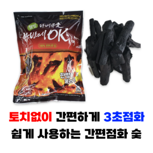 한방에OK 간편점화 착화숯 캠핑 숯불 바베큐 구이용 번개탄 대용, 1kg, 1개