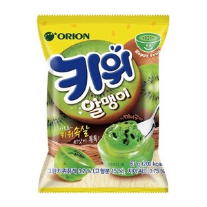 [트레이딩제이]밴드증정 오리온 키위알맹이 67g 젤리 사탕 자두 리찌 포도 마이구미 간식, 40개