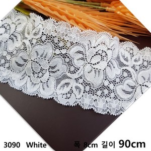 dklace 스판레이스 3090 레이스 2 colo ( 8cm 1yd 기준 ), White, 1개