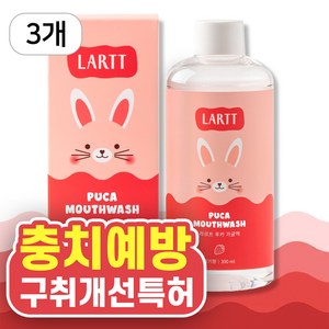 라르트 무알콜 충치예방 어린이가글 구강청결제 푸카가글 딸기향 병가글 300 ml, 3개, 300ml