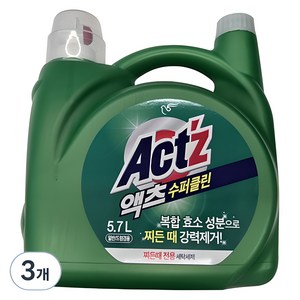 액츠 수퍼클린 액상세제 본품, 5.7L, 3개