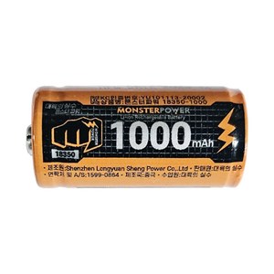 18350 배터리 1000mAh 보호회로 건전지 리튬이온 충전지, 1개, 1개입