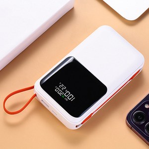 노트북 보조배터리 66W 초고속충전 30000mAh C타입 경량 휴대용 내장 케이블, 펄 화이트