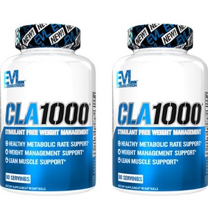 EVLUTIONNUTRITION CLA 1000mg 웨이트 매니지먼트 글루텐 프리 소프트젤, 90정, 2개