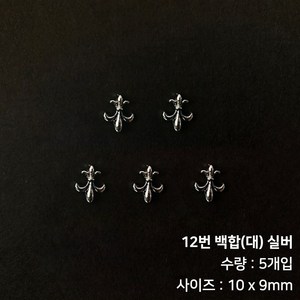 메탈 크롬 힙한 네일 크롬파츠, 12번 백합(대) 실버(5개입), 5개