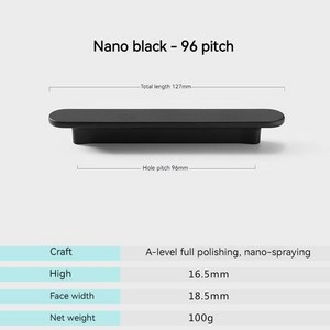 틈새옷장 럭셔리 캐비닛 문짝 손잡이 브러시드 골드 간단한 주방 서랍 가구 아연 합금 소형, 03 Nano black 96mm