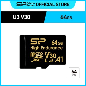 실리콘파워 Silicon Powe 마이크로 SD카드 High Enduance 4K 홈캠 CCTV 고프로 블랙박스, 64GB, 1개