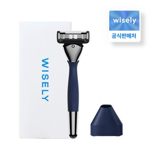 [와이즐리] 면도기 스타터 세트, 1세트, PRO (깔끔한 면도), 미드나이트 네이비