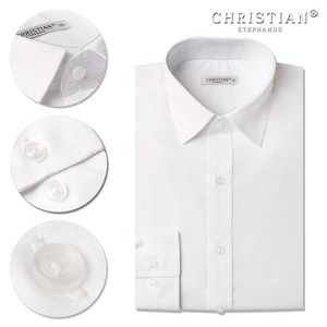 크리스챤 남자 폴리혼방 무지 긴소매 정장셔츠 CR84 (white)