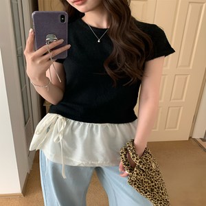 리뉴엔스 시스루 린넨 프릴 레이스 랩 레이어드 스커트