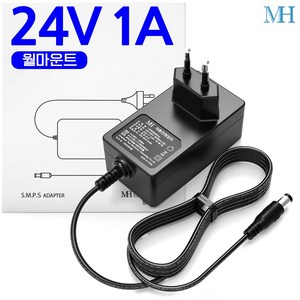 명호전자 DC 24V 아답터 1A 1.5A 2A 3A 3.5A 5A 6A 8A 9A 어댑터, MH2401_24V1A 벽걸이형, 1개