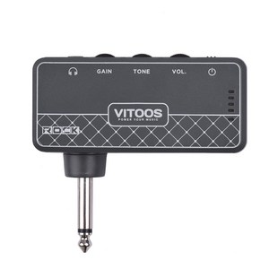 VITOOS vitoos 록 기타 헤드폰 앰프 1/4 인치 플러그 3.5mm 잭 및 AUX IN 게인 톤 볼륨 Contols 내장 충전식 배터리, 1개