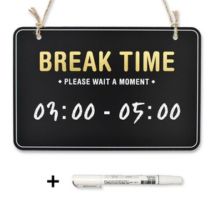 루리앤메리 블랙보드 칠판 07 골드 BREAK TIME 걸이용 오픈클로즈 안내판, C7 블랙보드 & 초크 흰색1개