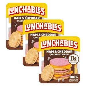 Lunchables 런처블 햄 앤 체다 치즈 크래커 어린이 런처 스낵 99g 3팩, 3개