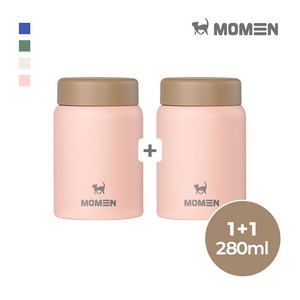 모멘 미니 이유식 보온병 304스테인리스 보온보냉 푸드자 죽통, 2개, 280ml, 핑크