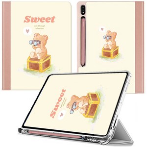 TaVely 갤럭시탭S8+ S7+ S7 FE S8 S7 플러스 S펜수납 케이스, SWEET 펜수납[백폴더]